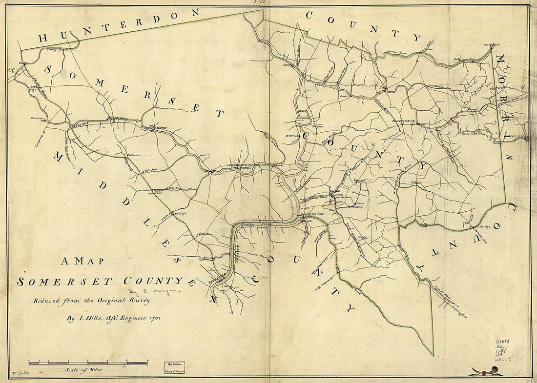 This old map of A Map, Somerset County from 1781 was created by John Hills, Benjamin Morgan in 1781