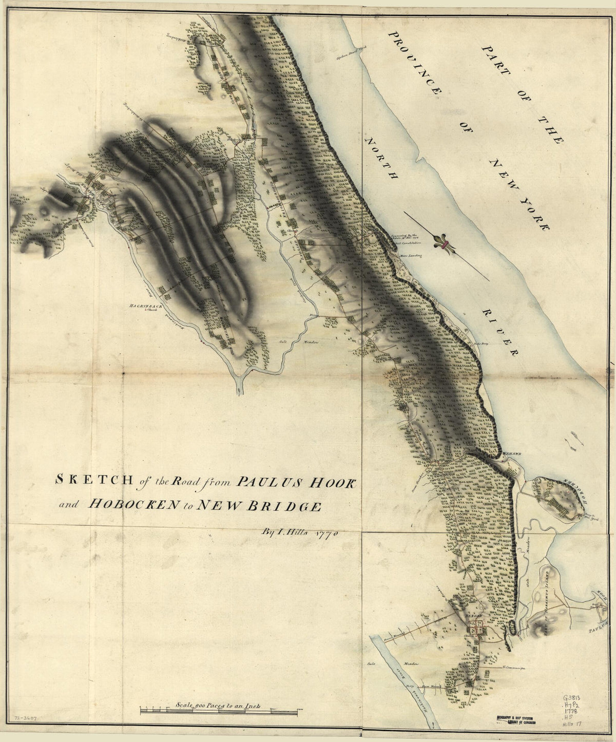 Sketch of the Road from Paulus Hook and Hobocken to New Bridge 1778 by Relic Map Company