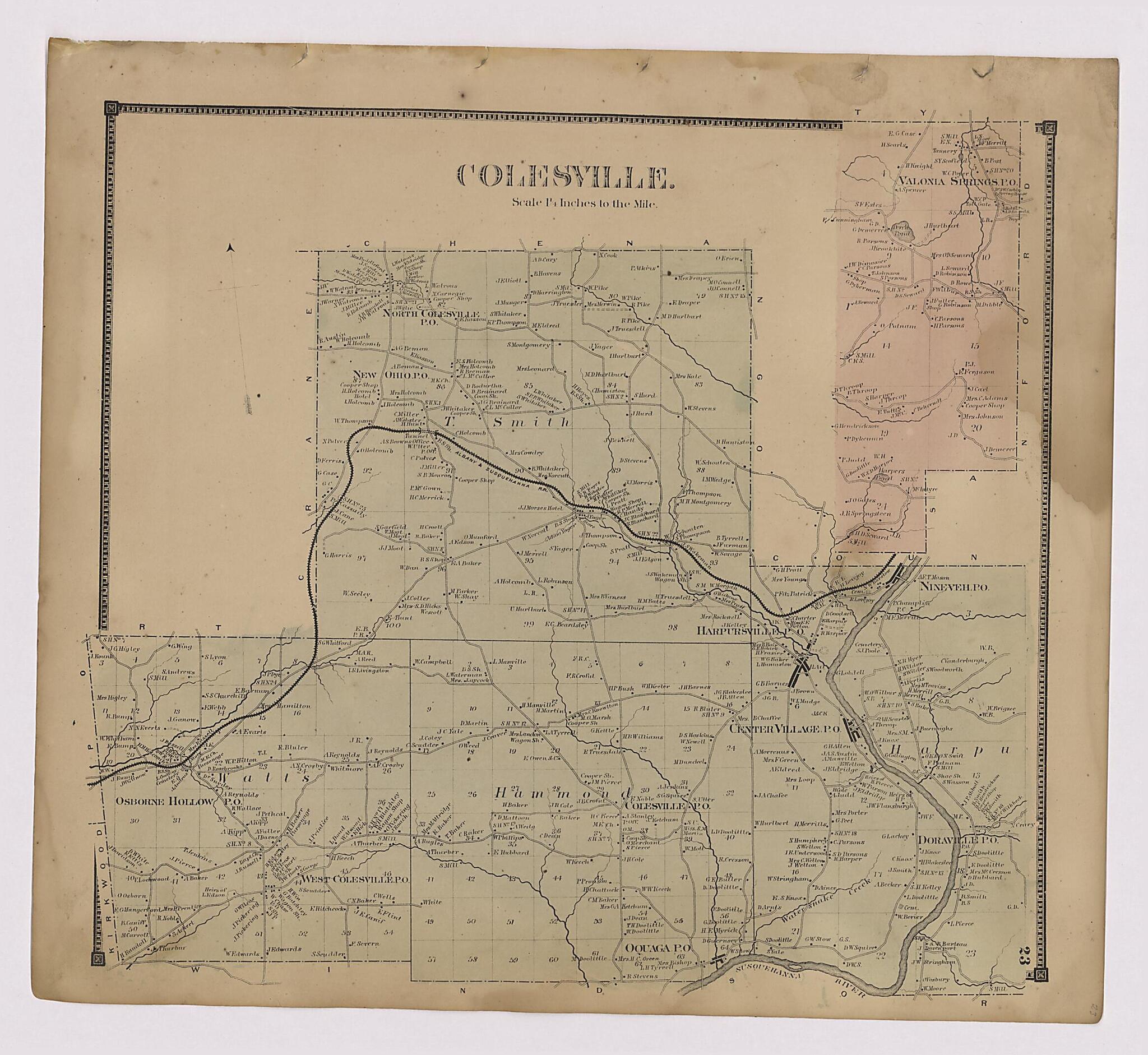 This old map of Image 13 of New Topographical Atlas of Broome County, New York from New Topographical Atlas of Broome County, New York from 1866 was created by  Stone & Stewart in 1866