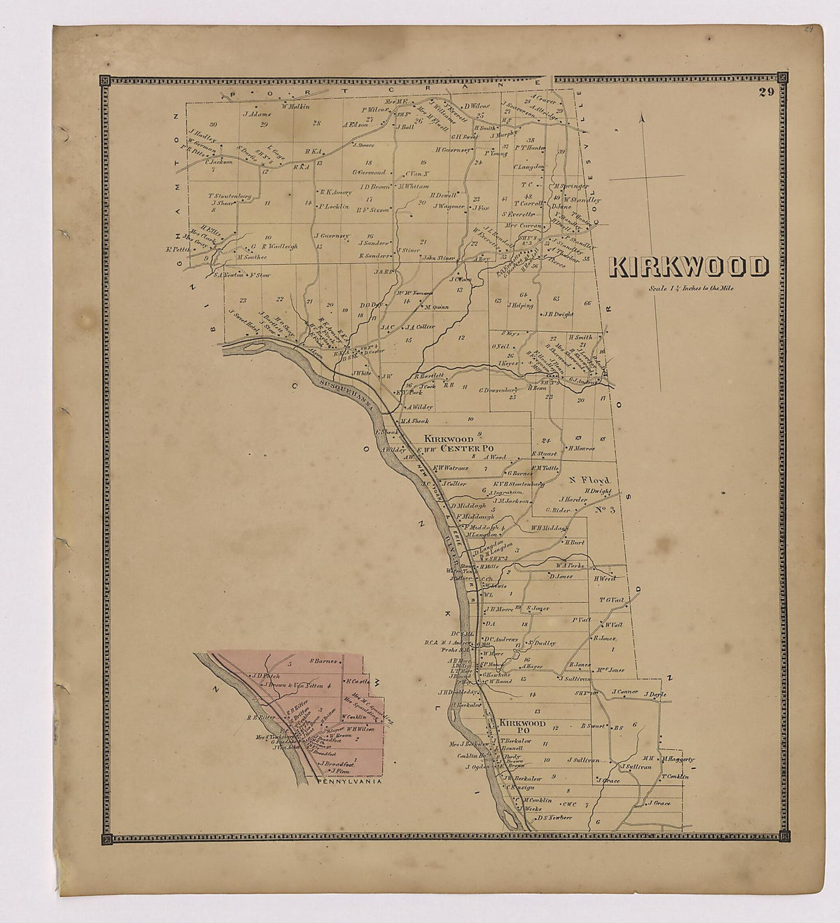 Kirkwood Township from New Topographical Atlas of Broome County, New York 1866 by Relic Map Company