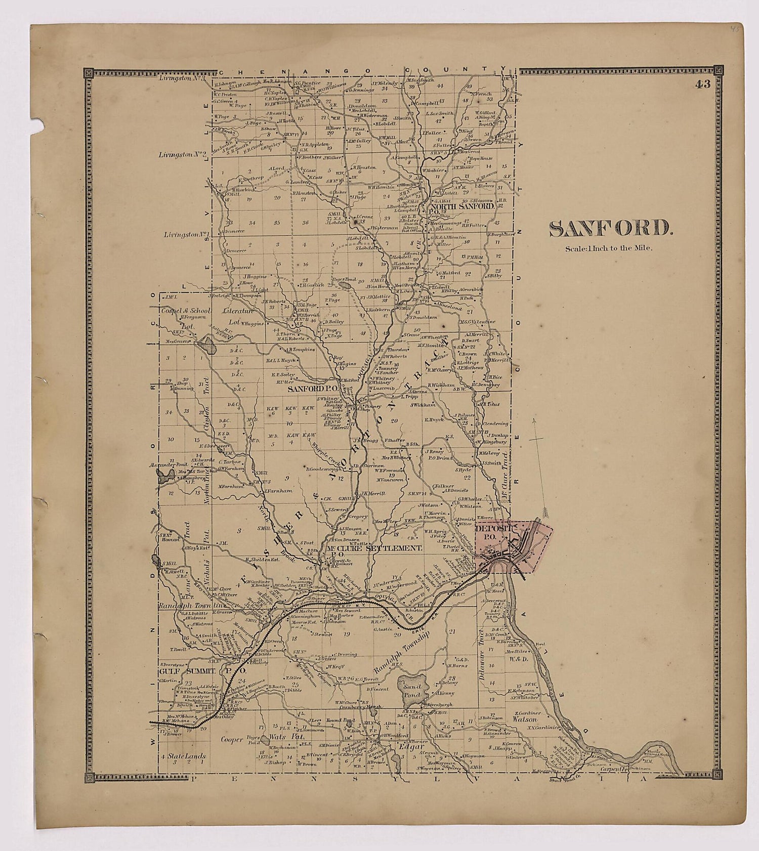 This old map of Image 24 of New Topographical Atlas of Broome County, New York from New Topographical Atlas of Broome County, New York from 1866 was created by  Stone & Stewart in 1866