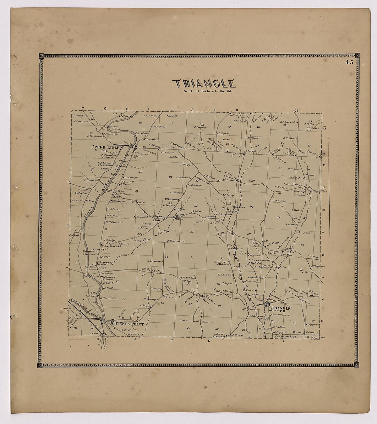 Triangle Township from New Topographical Atlas of Broome County, New York 1866 by Relic Map Company