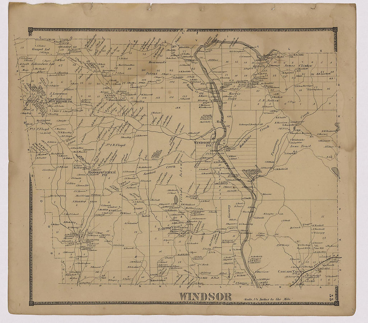 Windsor Township from New Topographical Atlas of Broome County, New York 1866 by Relic Map Company