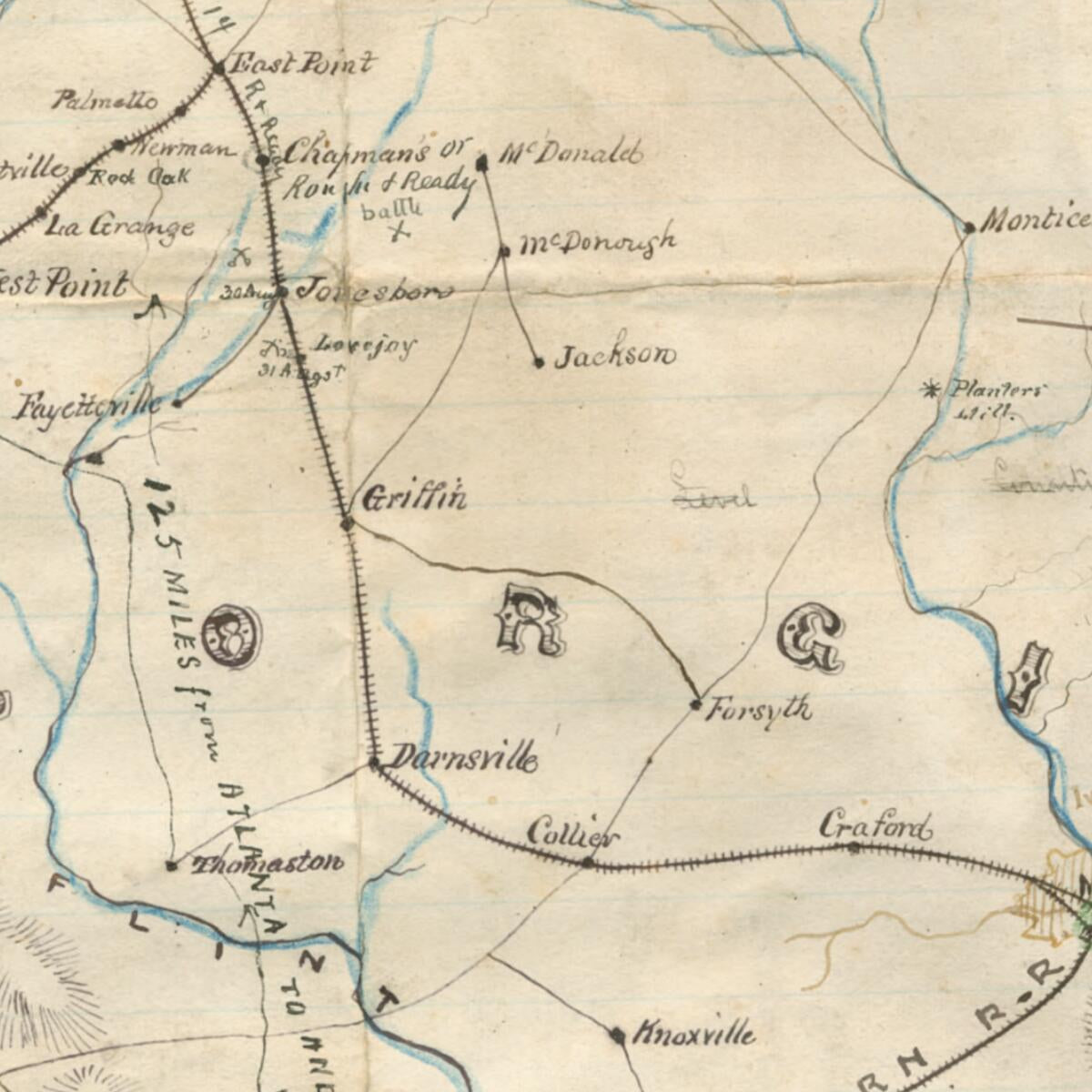 This old map of Georgia from 1861 was created by Robert Knox Sneden in 1861