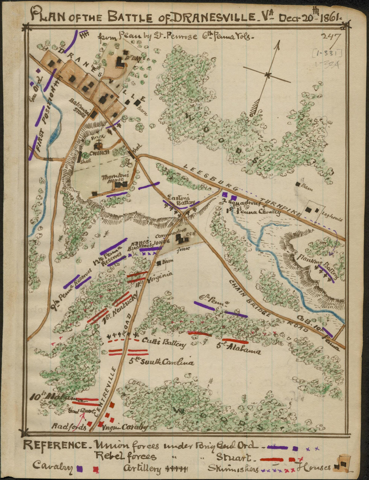 Plan of the Battle of Dranesville Va Decr 20th 1861 12-20 by Relic Map Company