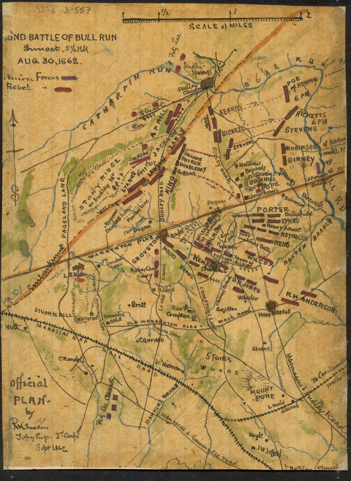 Second Battle of Bull Run Sunset 5 P.m. Aug 30 1862 08-30 by Relic Map Company