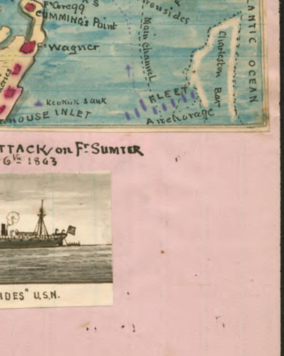 This old map of Plan of the Attack On Ft. Sumter, April 6th, 1863 from 04-06 was created by Robert Knox Sneden in 04-06