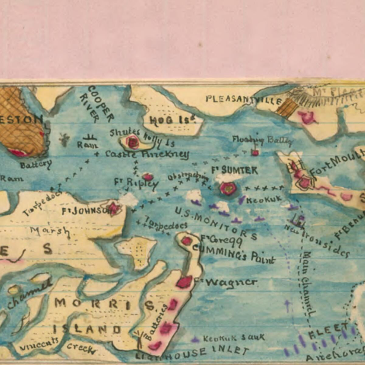 This old map of Plan of the Attack On Ft. Sumter, April 6th, 1863 from 04-06 was created by Robert Knox Sneden in 04-06