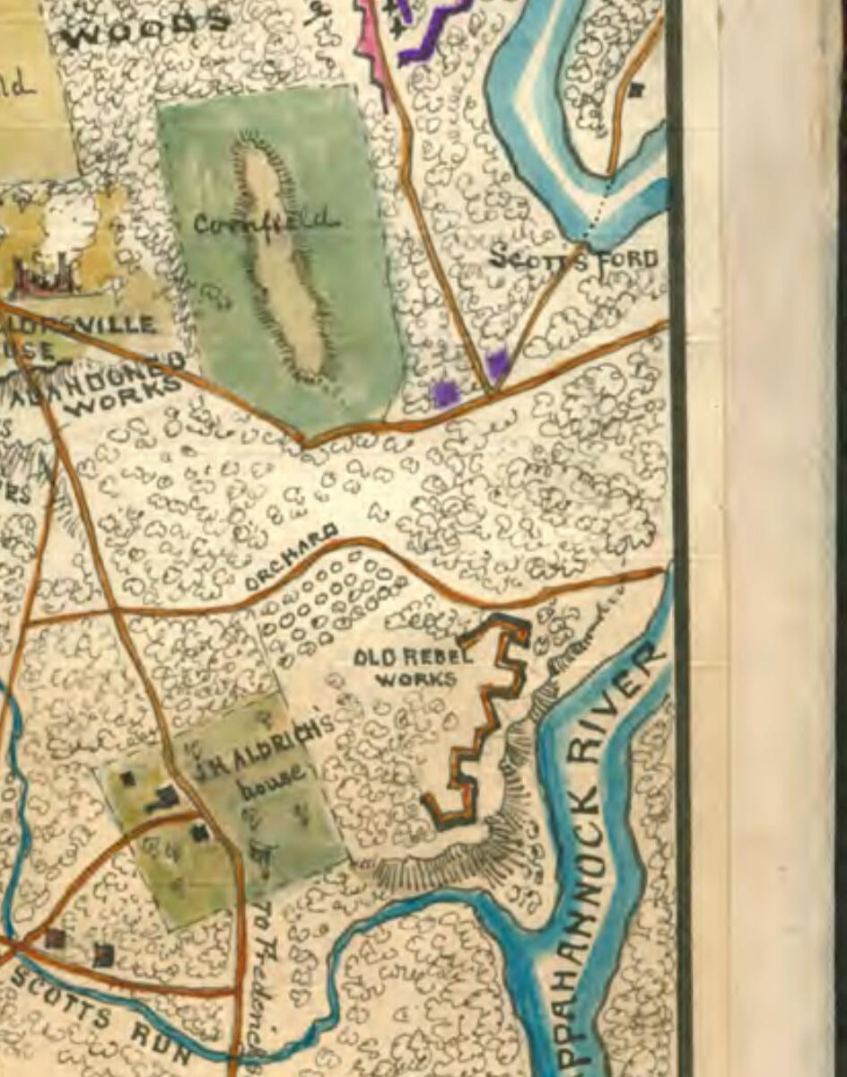 This old map of Position of Union and Rebel Armies Near Chancellorsville May 4th 1863 from 05-04 was created by Robert Knox Sneden in 05-04