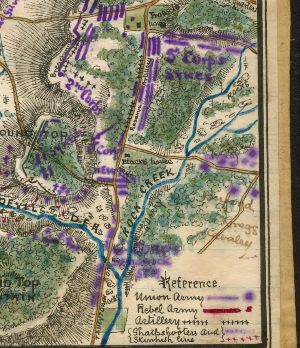 This old map of Plan Shewing sic the Rebel Concentrated Assault On the 3rd Corps, July 2nd from 07-02 was created by Robert Knox Sneden in 07-02