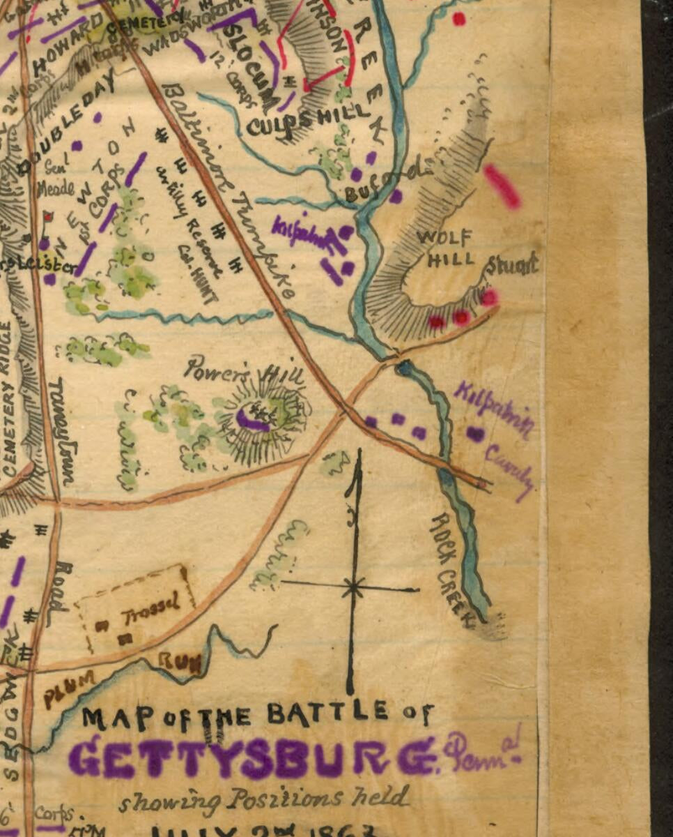 This old map of Map of the Battle of Gettysburg, Penna. : Showing Positions Held July 2nd 1863 from 07-02 was created by William H. Paine, Robert Knox Sneden in 07-02