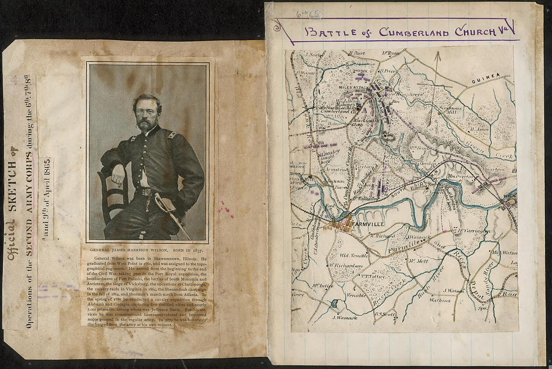 This old map of Battle of Cumberland Church, Va from 04-07 was created by Robert Knox Sneden in 04-07