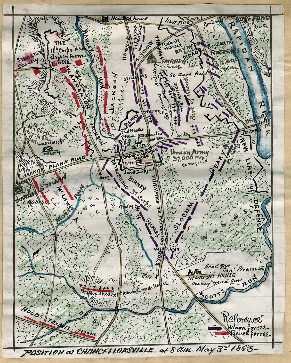 Position at Chancellorsville at 8 A.m. May 3rd 1863 05-03 by Relic Map Company