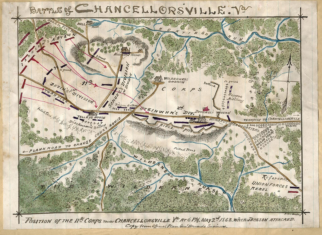 This old map of Battle of Chancellorsville, Va. : from 1863 was created by Robert Knox Sneden in 1863