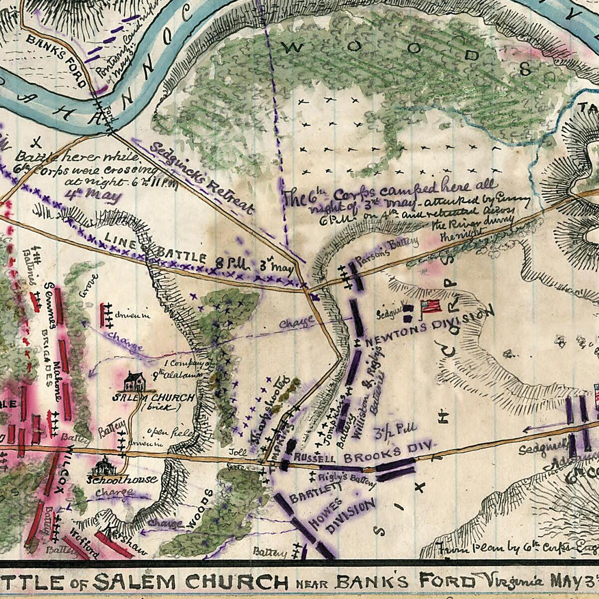 This old map of Plan of Battle of Salem Church Near Bank&