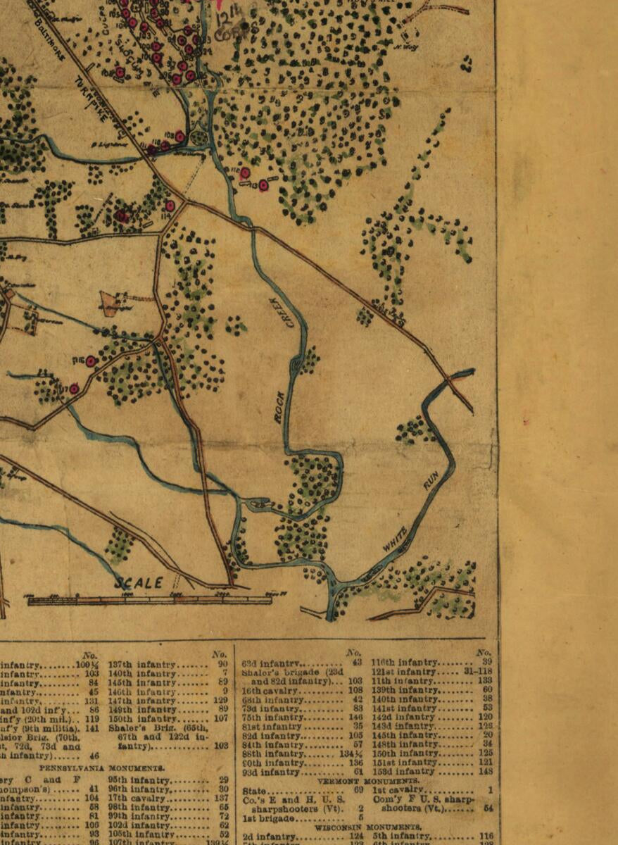 This old map of Gettysburg In Peace from 1863 was created by Robert Knox Sneden in 1863