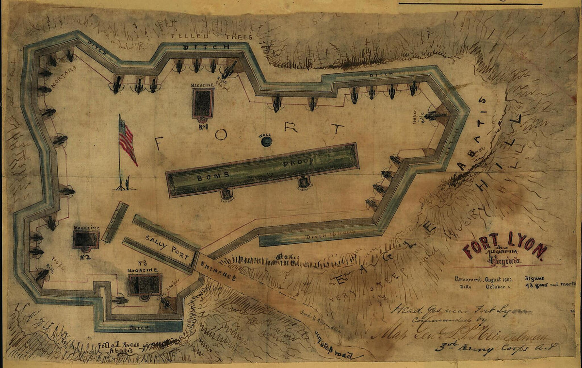 Fort Lyon, Near Alexandria, Virginia 1861 by Relic Map Company
