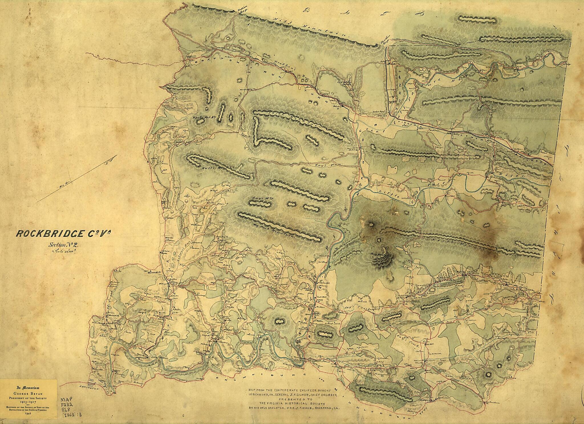 This old map of Rockbridge County, Va. Section No. 2. (Rockbridge County, Virginia.) from 1863 was created by Confederate States of America. Army. Dept. Of Northern Virginia. Chief Engineer&