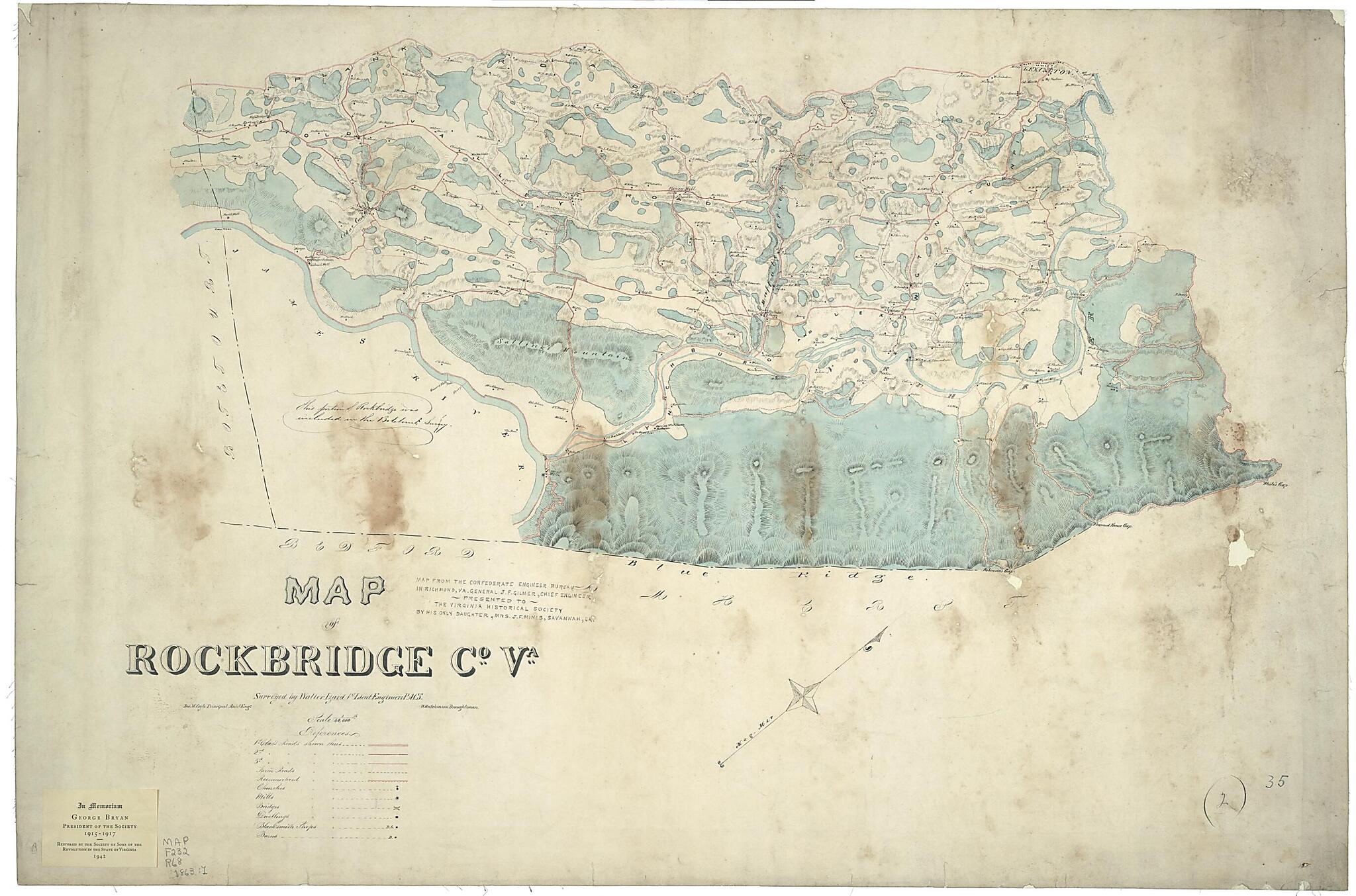 This old map of Map of Rockbridge County Va. (Map of Rockbridge County, Virginia.) from 1863 was created by Confederate States of America. Army. Dept. Of Northern Virginia. Chief Engineer&