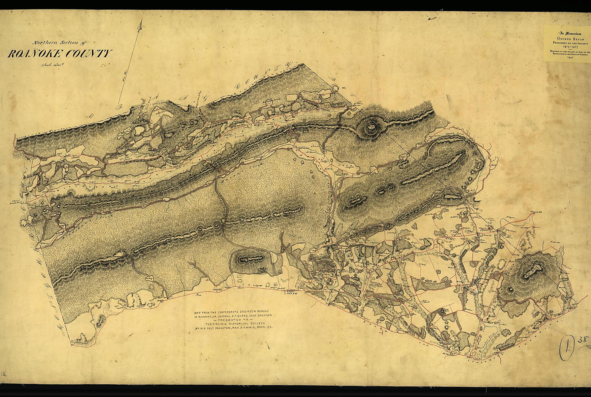 This old map of Northern Section of Roanoke County from 1864 was created by  Confederate States of America. Army. Dept. Of Northern Virginia. Chief Engineer&