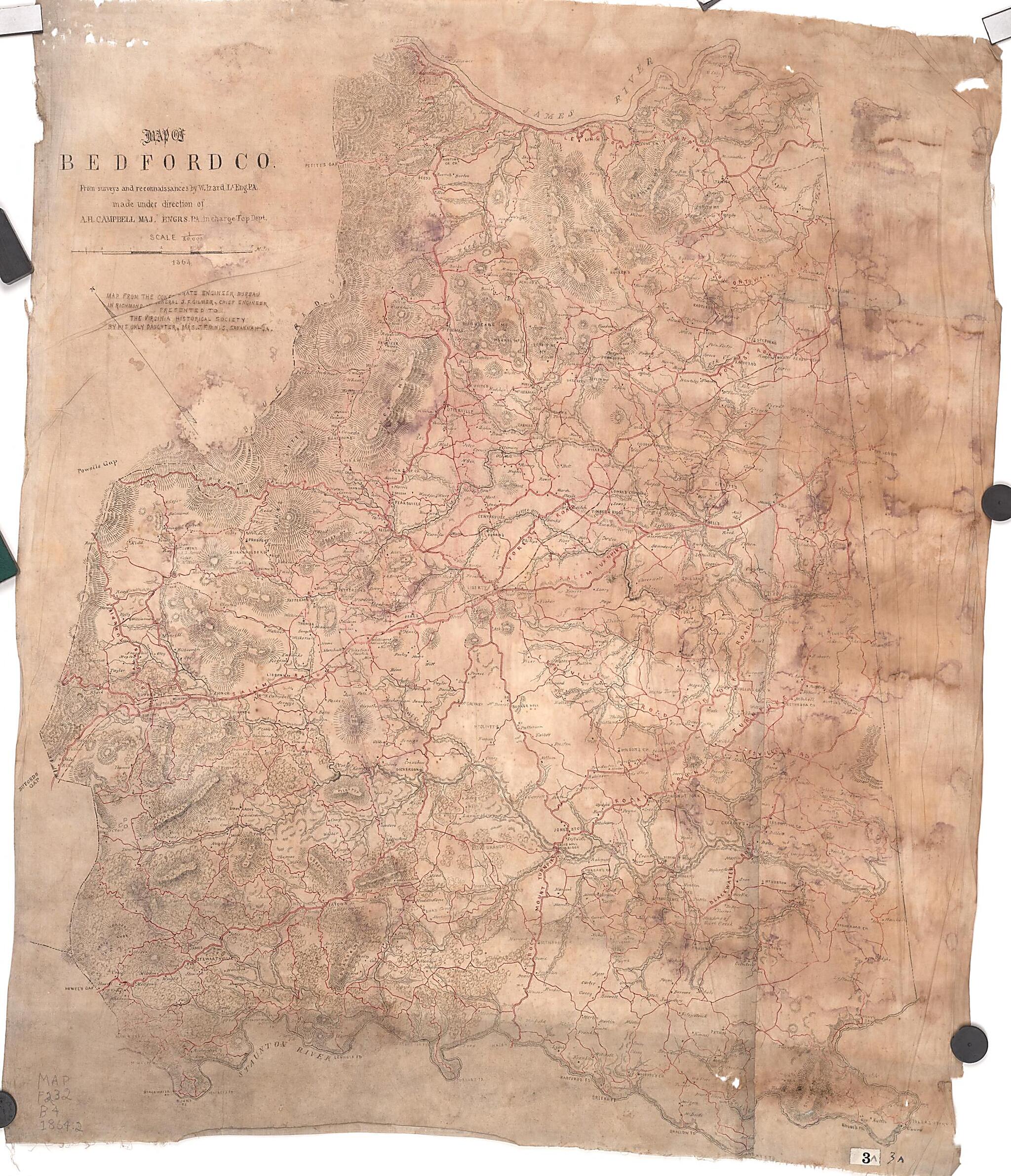 This old map of Map of Bedford Co from 1864 was created by Albert H. (Albert Henry) Campbell,  Confederate States of America. Army. Dept. Of Northern Virginia. Chief Engineer&