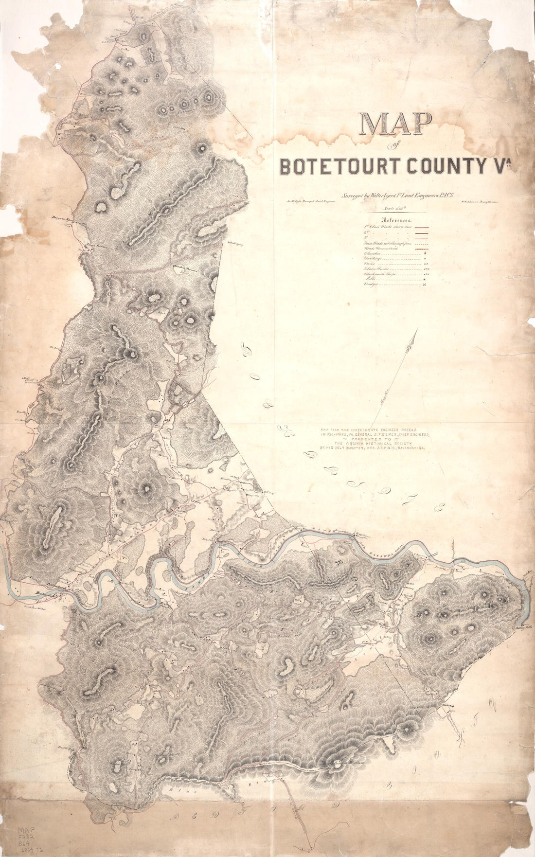 This old map of Map of Botetourt County, Va from 1864 was created by  Confederate States of America. Army. Dept. Of Northern Virginia. Chief Engineer&