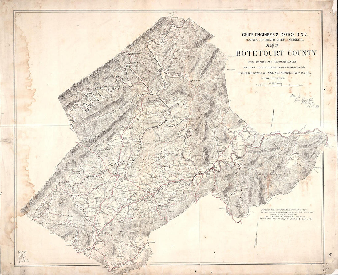This old map of Map of Botetourt County from 1864 was created by Albert H. (Albert Henry) Campbell, Confederate States of America. Army. Dept. Of Northern Virginia. Chief Engineer&
