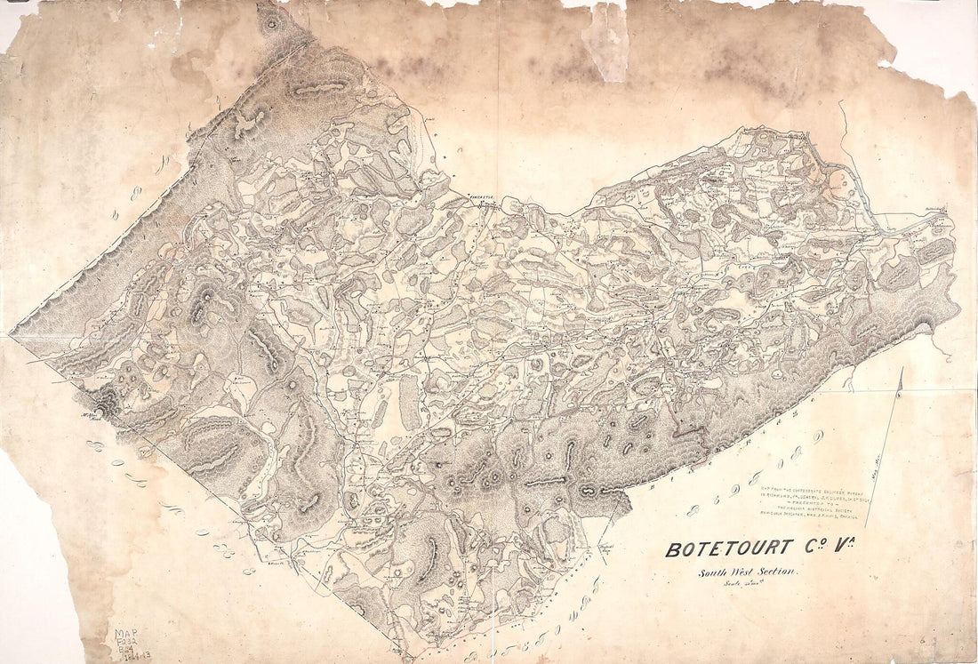 This old map of Botetourt County, Va. South West Section. (Botetourt County, Virginia. Southwest Section.) from 1864 was created by Confederate States of America. Army. Dept. Of Northern Virginia. Chief Engineer&