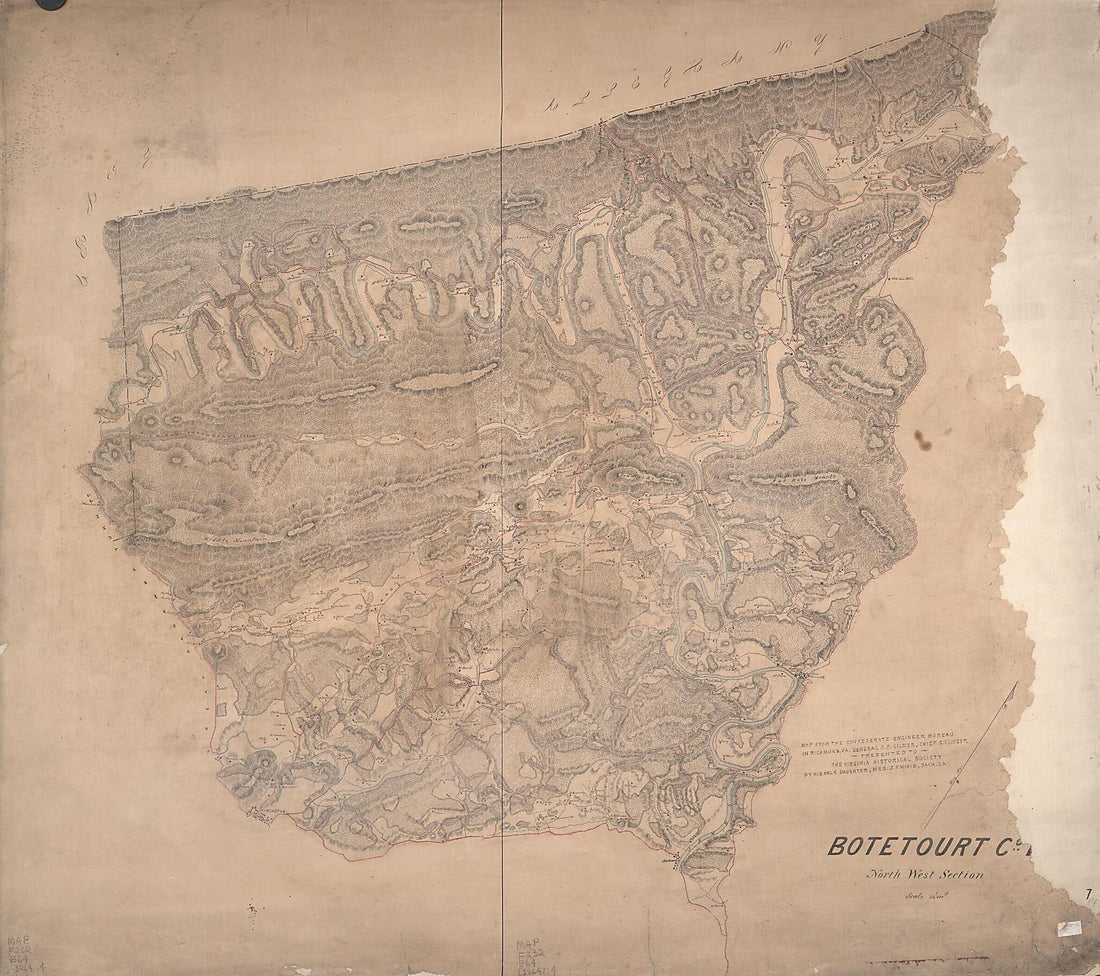 This old map of Botetourt County North West Section from 1864 was created by Confederate States of America. Army. Dept. Of Northern Virginia. Chief Engineer&