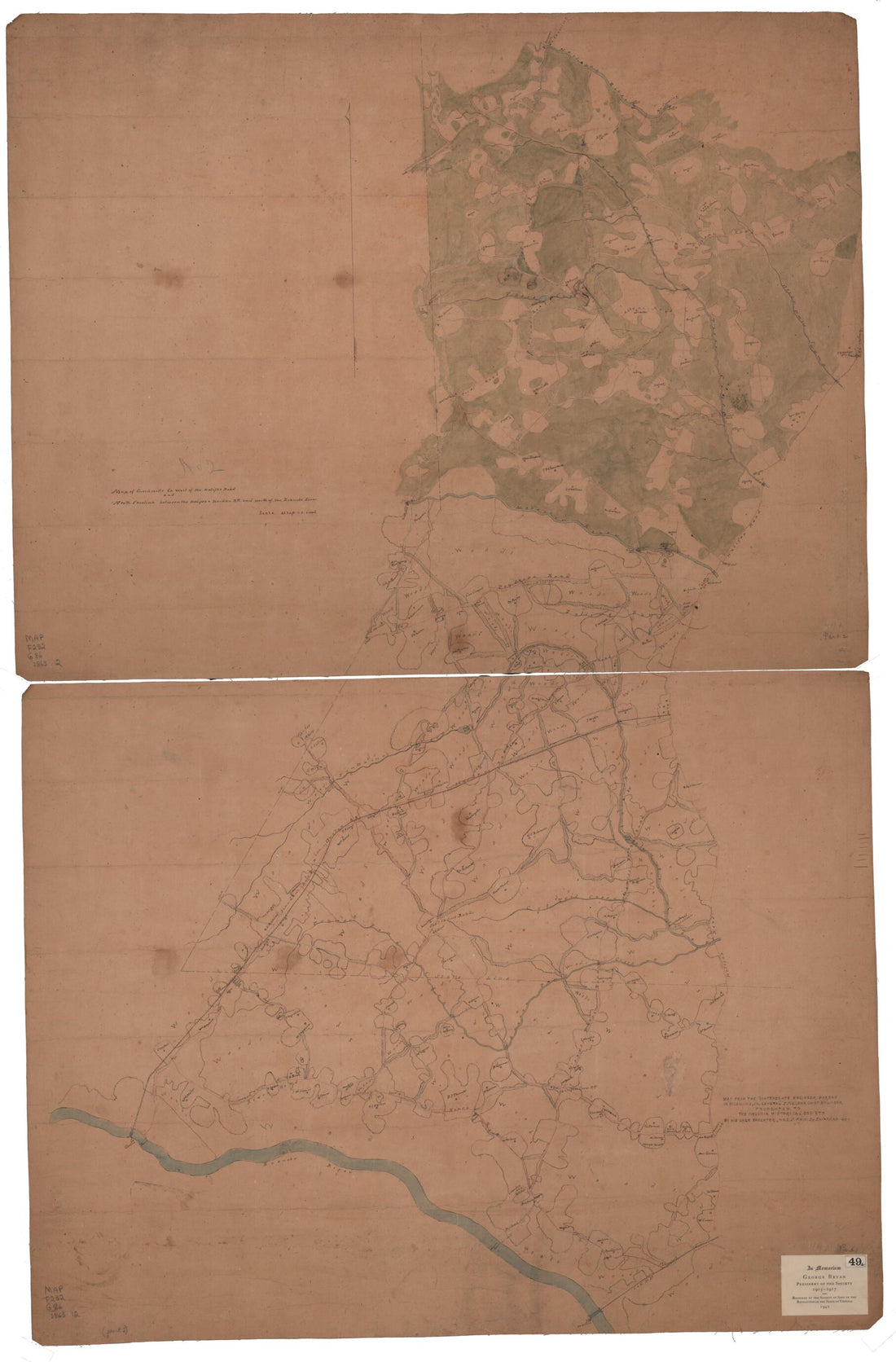 This old map of Map of Greensville Co., West of Halifax Road and North Carolina Between the Halifax & Jourdan Rds and North of the Roanoke River from 1863 was created by Confederate States of America. Army. Dept. Of Northern Virginia. Chief Engineer&