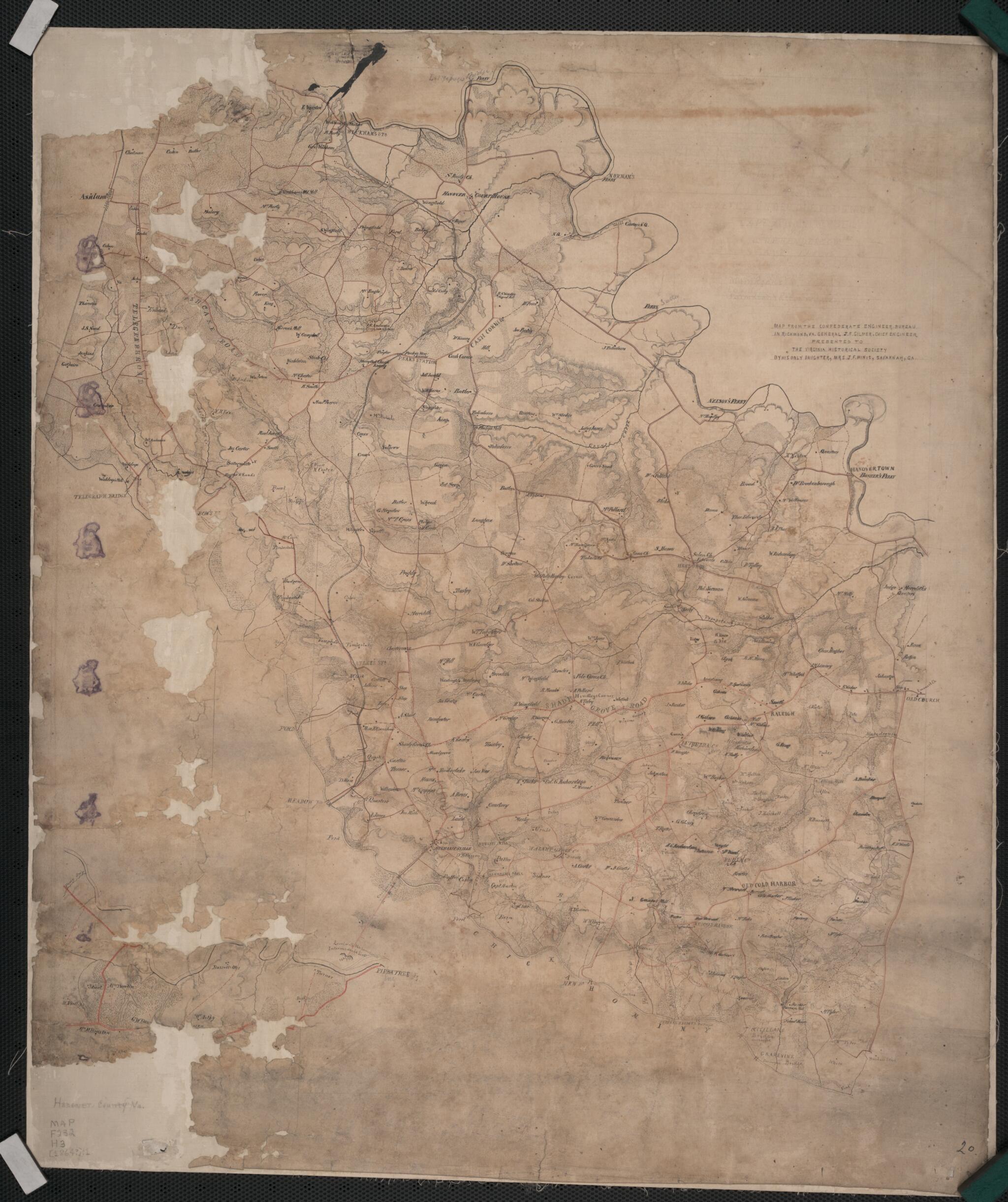 This old map of Map of Hanover County, Va. from 1864 was created by Confederate States of America. Army. Dept. Of Northern Virginia. Chief Engineer&