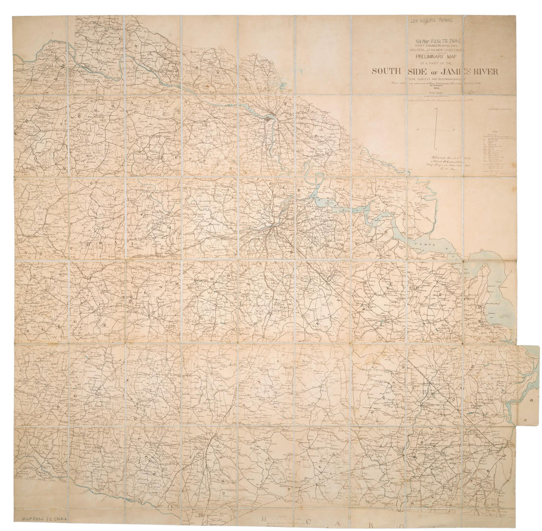 This old map of Preliminary Map of a Part of the South Side of James River from 1864 was created by Albert H. (Albert Henry) Campbell, Confederate States of America. Army. Dept. Of Northern Virginia. Chief Engineer&