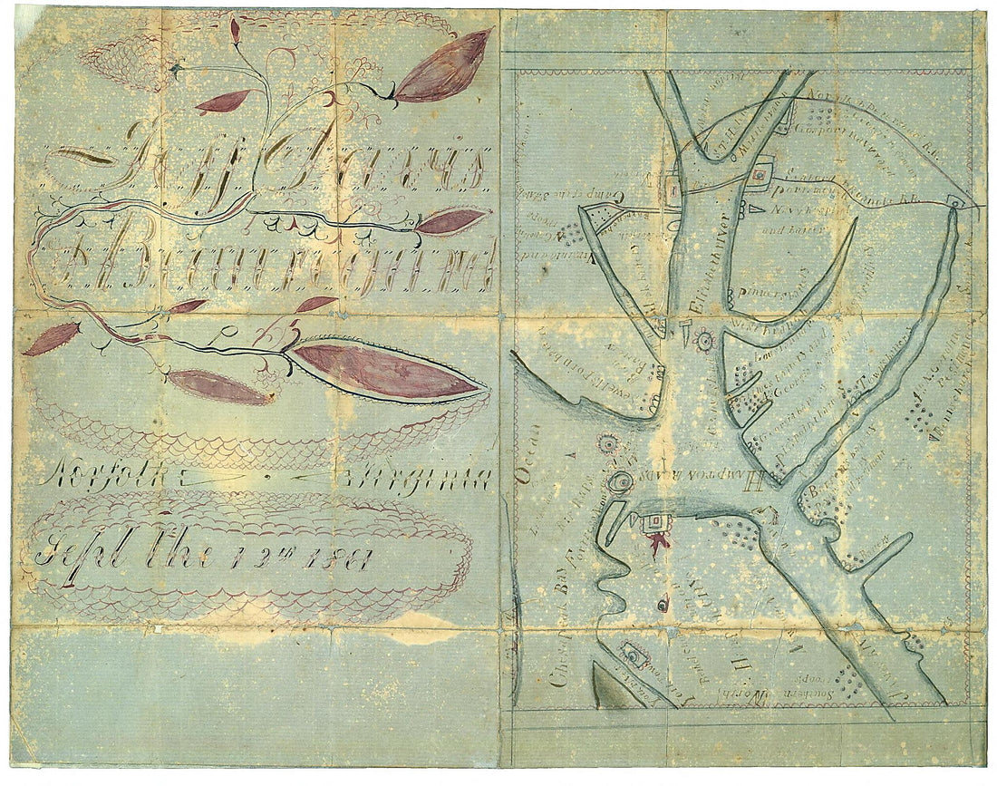 This old map of Norfolk, Virginia Sept. the 12th, from 1861 (Jeff Davis & Beauregard, Norfolk Virginia) was created by R.C. Harden in 1861