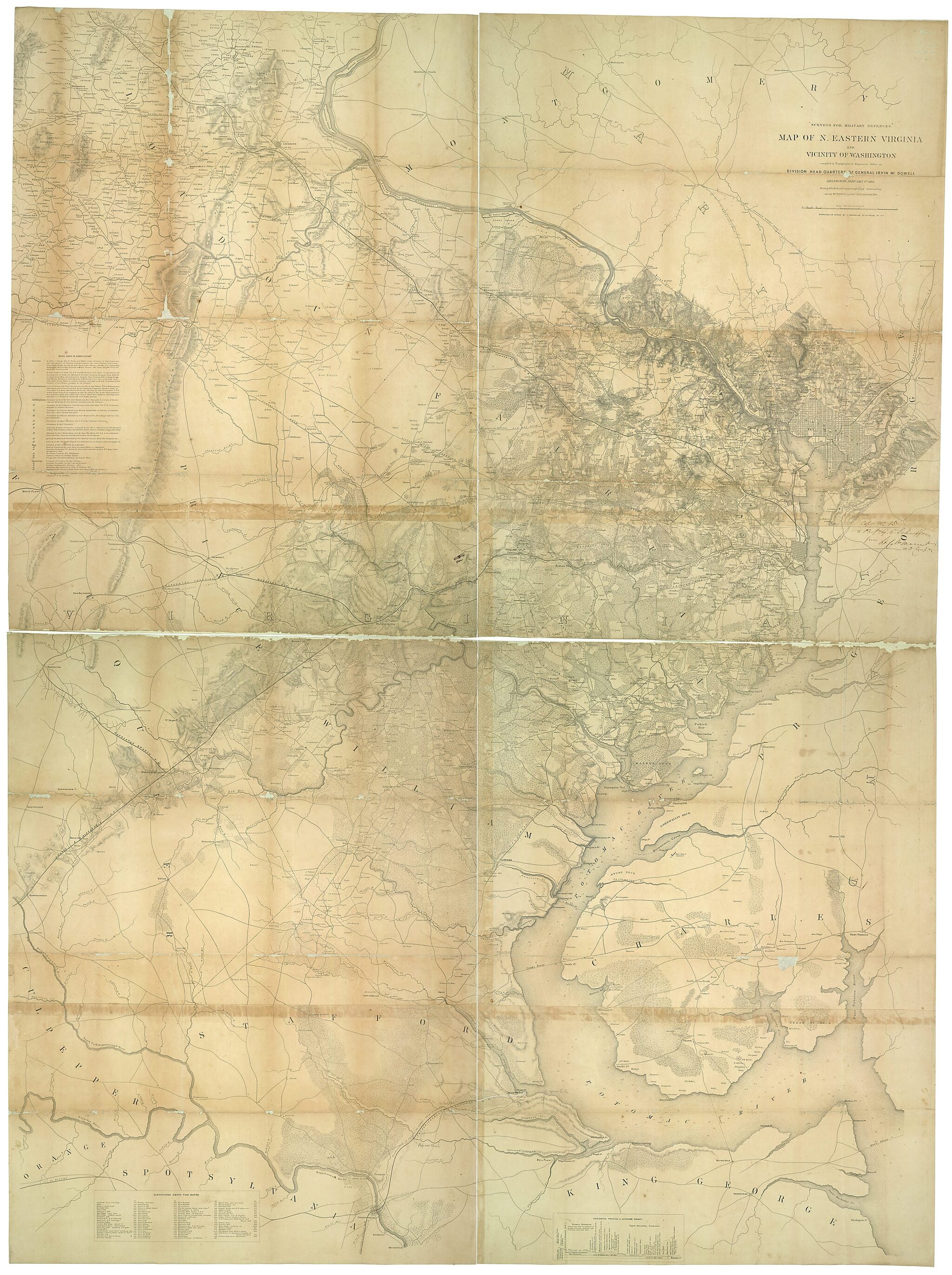 Map of N. Eastern Virginia and Vicinity of Washington 1862 by Relic Map Company