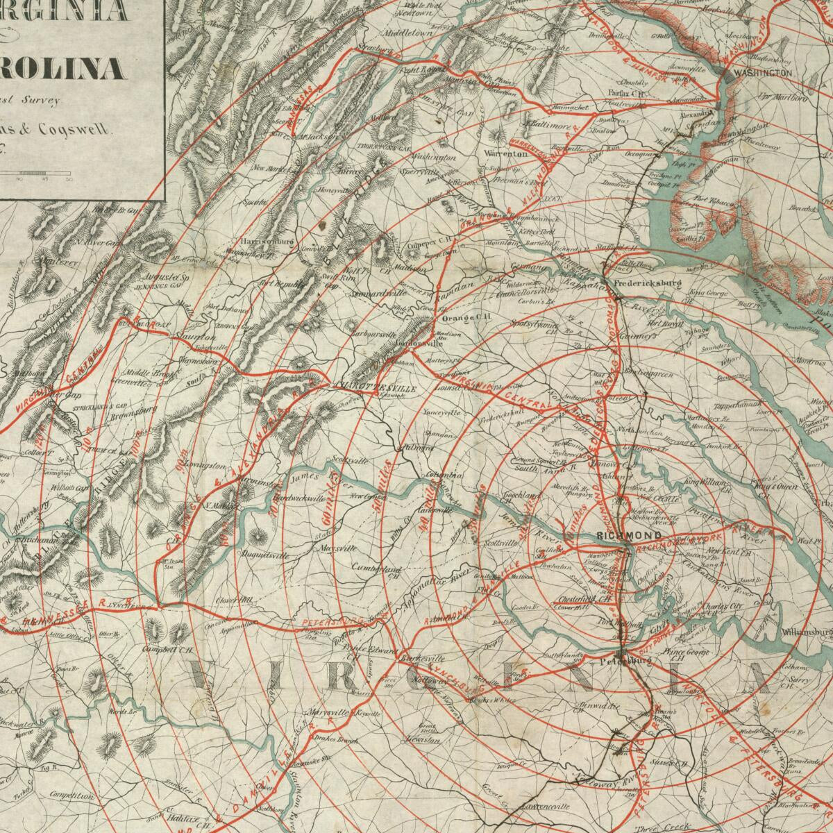 This old map of Map of Eastern Virginia and North Carolina from the United States Coast Survey from 1864 was created by  Evans & Cogswell,  United States Coast Survey in 1864