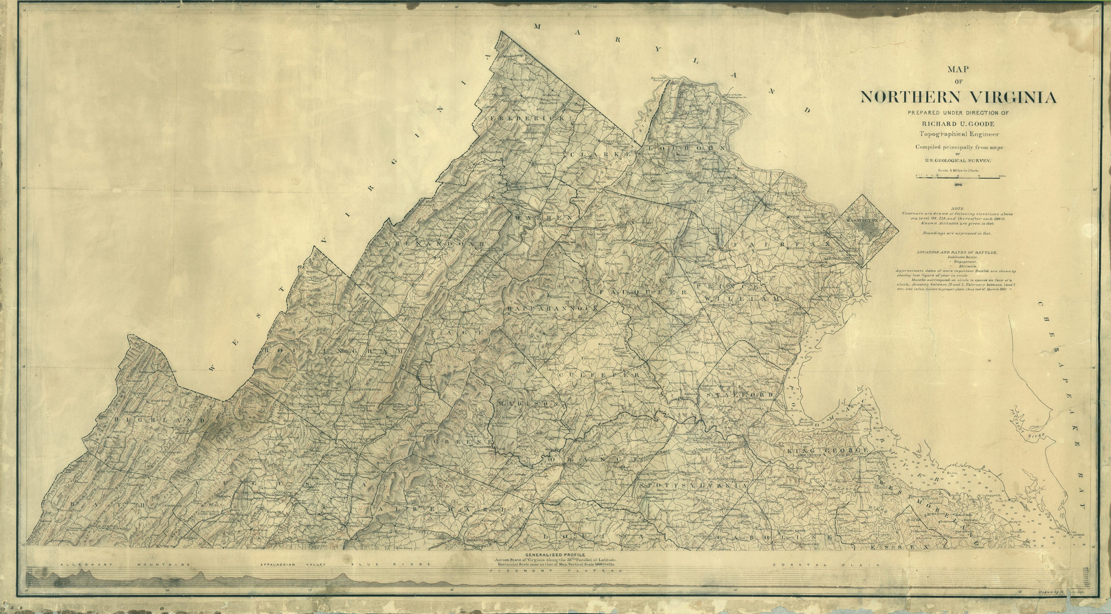This old map of Map of Northern Virginia from 1894 was created by Geological Survey (U.S.), Richard Urquhart Goode in 1894