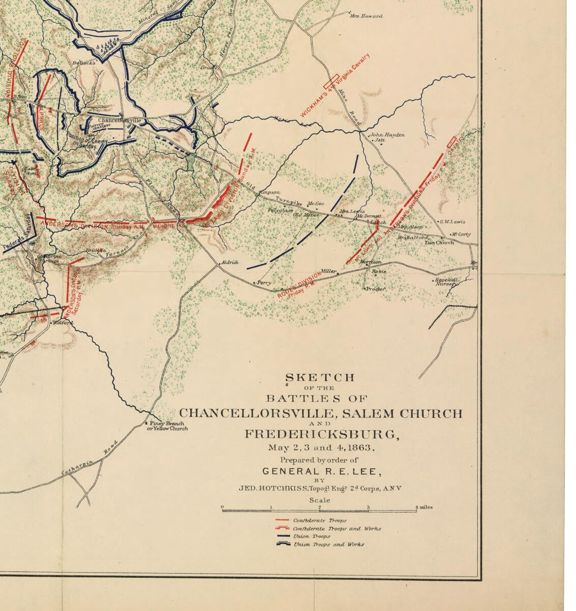 This old map of Sketch of the Battles of Chancellorsville, Salem Church, and Fredericksburg, May 2, 3, and 4, 1863 from 1891 was created by Jedediah Hotchkiss in 1891