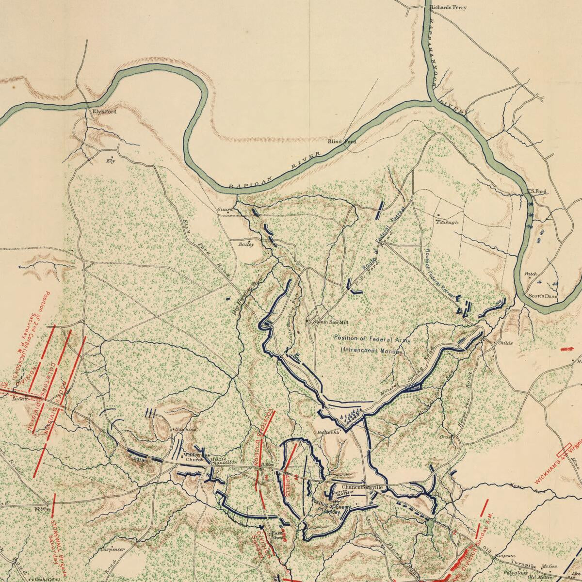 This old map of Sketch of the Battles of Chancellorsville, Salem Church, and Fredericksburg, May 2, 3, and 4, 1863 from 1891 was created by Jedediah Hotchkiss in 1891