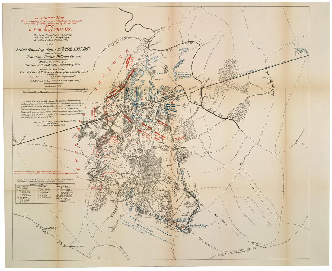 This old map of Grounds of August 28th, 29th, & 30th, 1862, In the Vicinity of Groveton, Prince William Co., Va. (Illustrative Map Accompanying Argument of Petitioner&