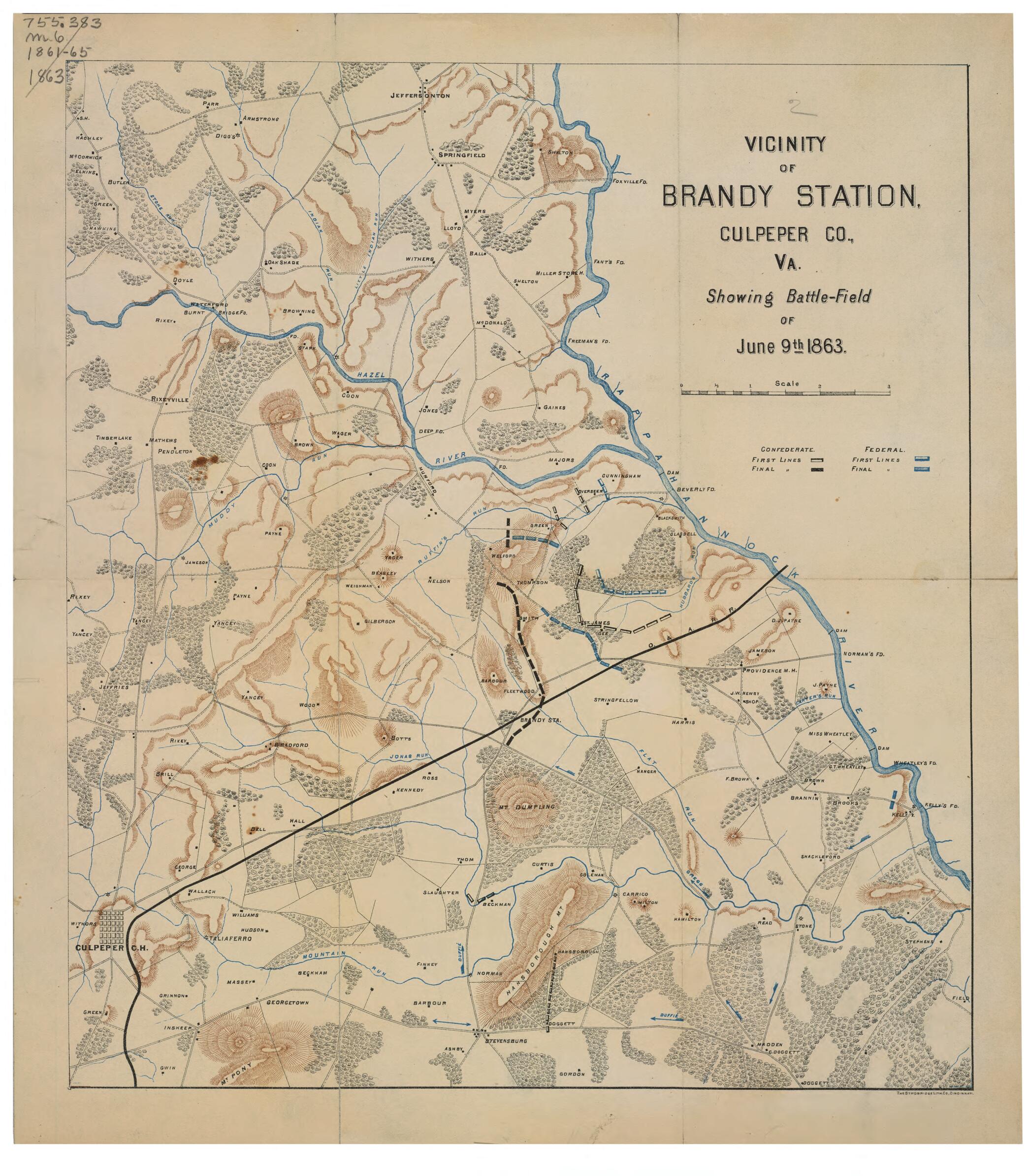This old map of Field of June 9th from 1863 was created by Strobridge & Co. Lith in 1863