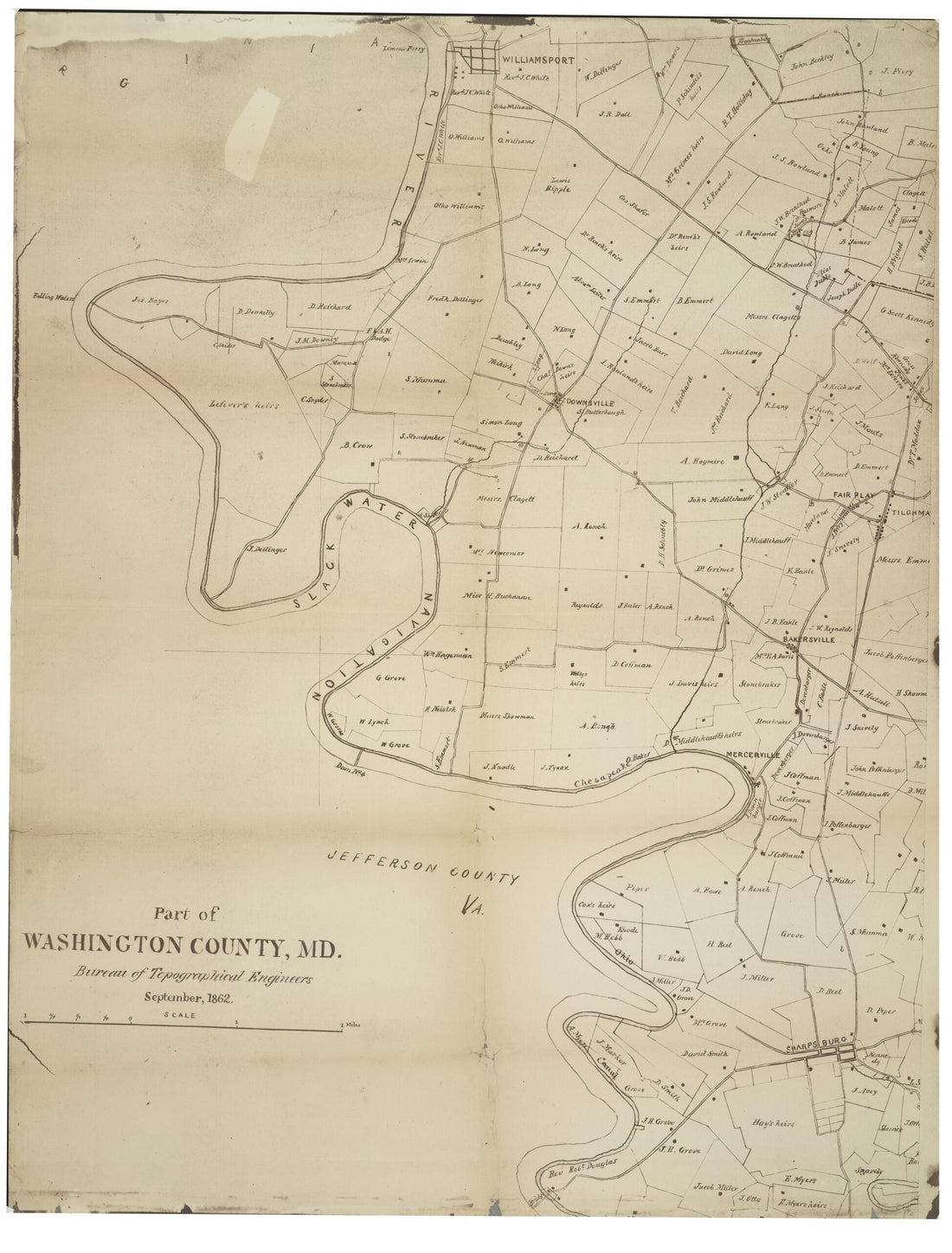 This old map of Part of Washington County, Md from 1862 was created by United States. Topographical Bureau in 1862