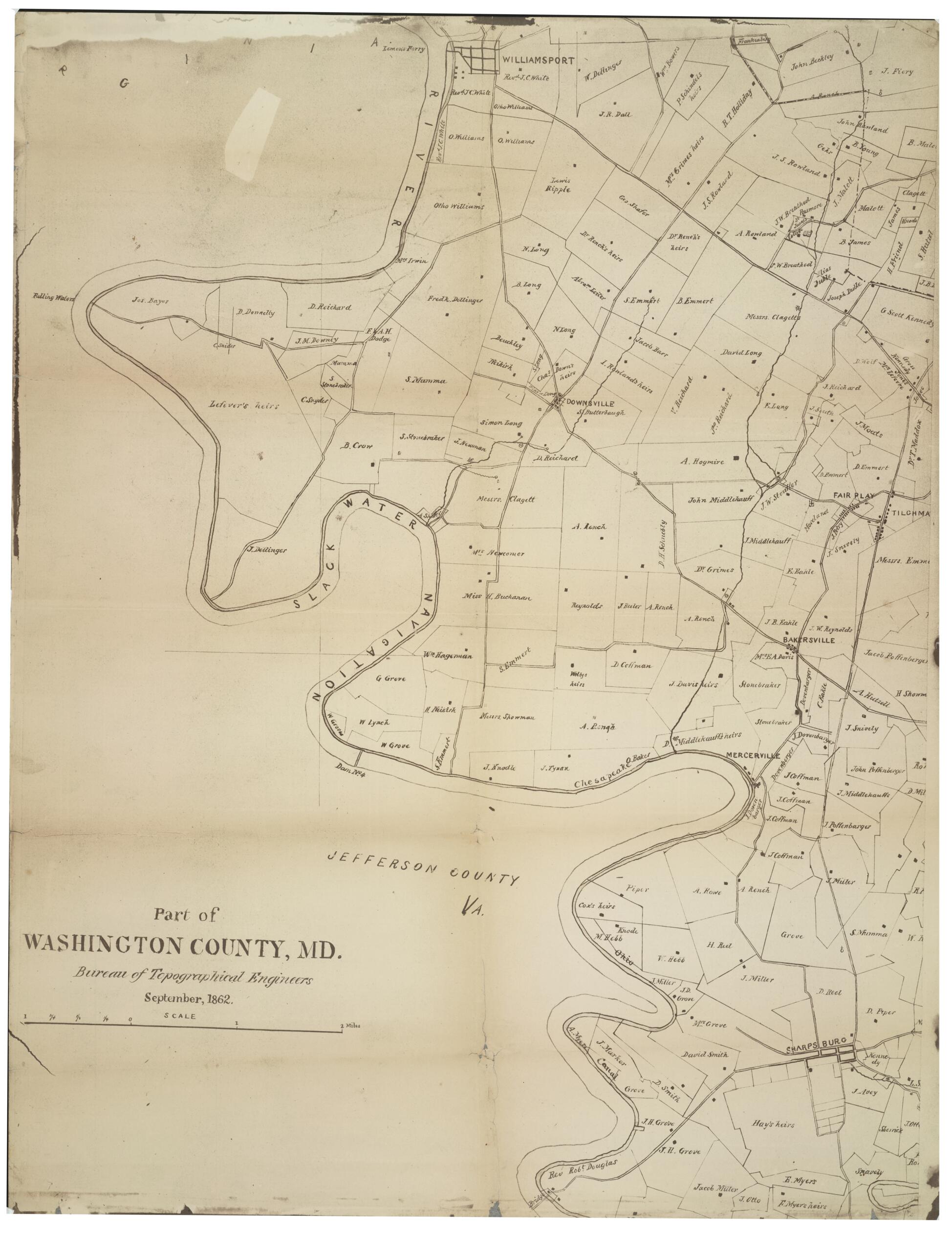This old map of Part of Washington County, Md from 1862 was created by United States. Topographical Bureau in 1862