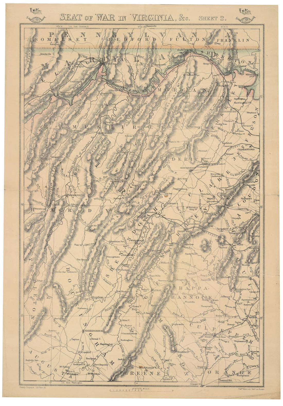 This old map of Seat of War In Virginia, &c. Sheet 2 from 1860 was created by Edward Weller in 1860
