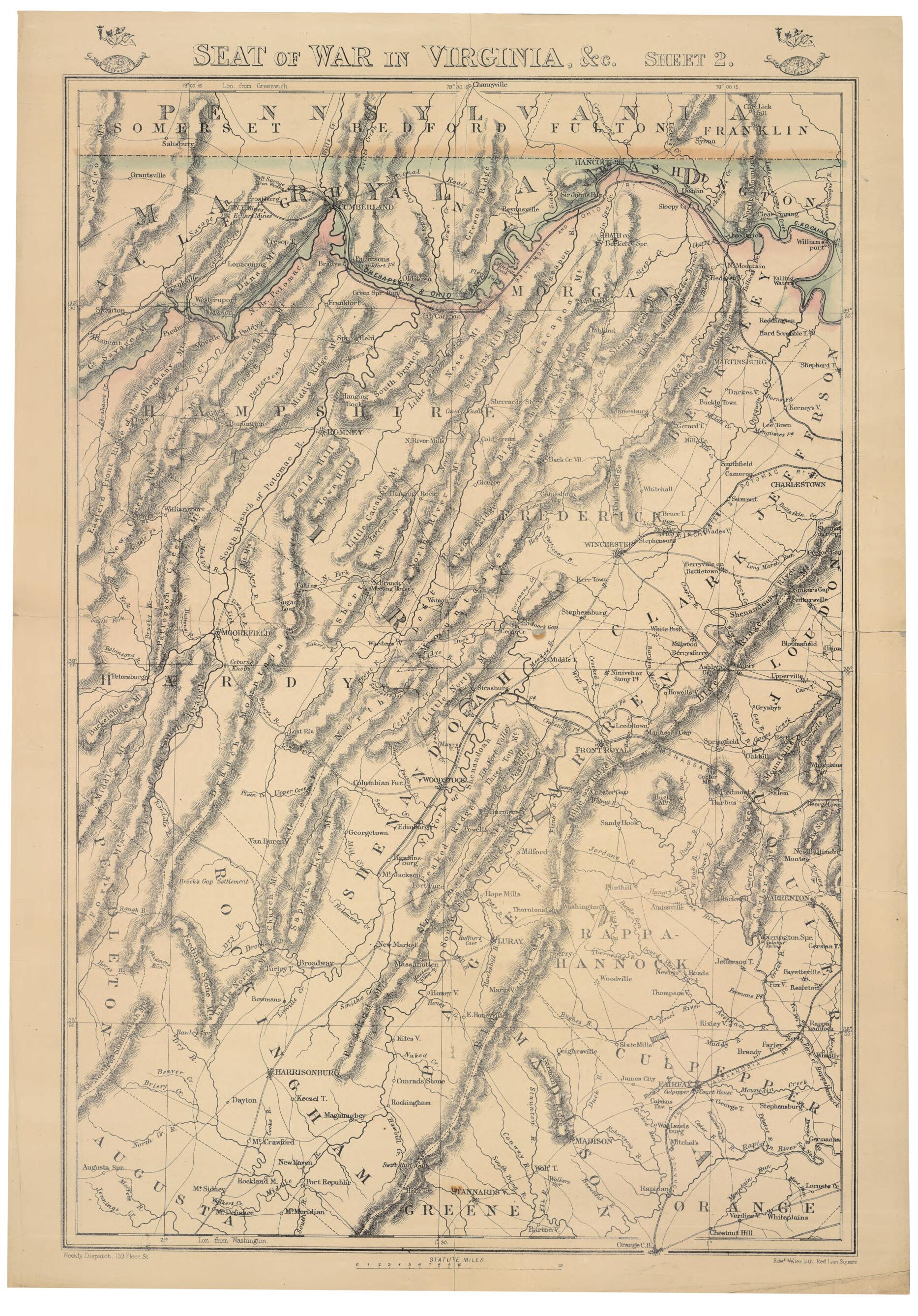 This old map of Seat of War In Virginia, &c. Sheet 2 from 1860 was created by Edward Weller in 1860