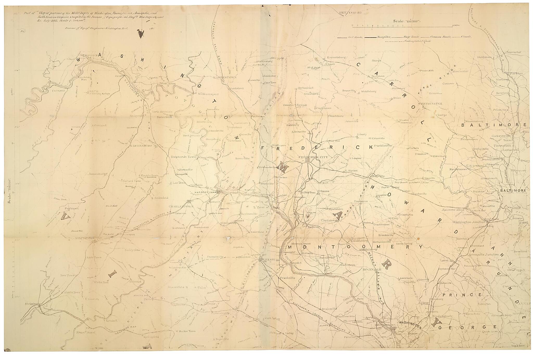 This old map of Part of Map of Portions of the Mility. Dep&
