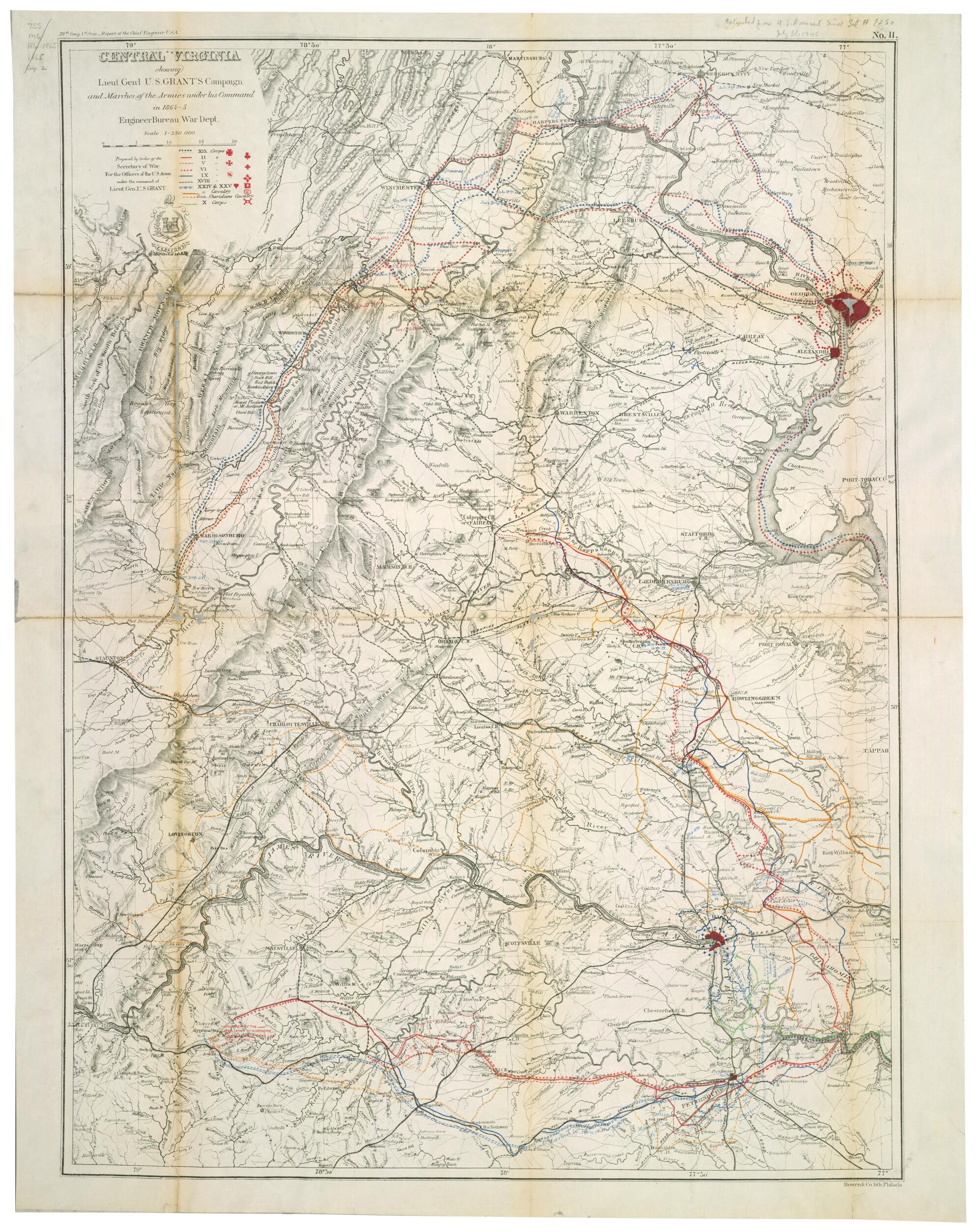 This old map of 5 from 1866 was created by Bowen & Co., United States. War Dept. Engineer Bureau in 1866
