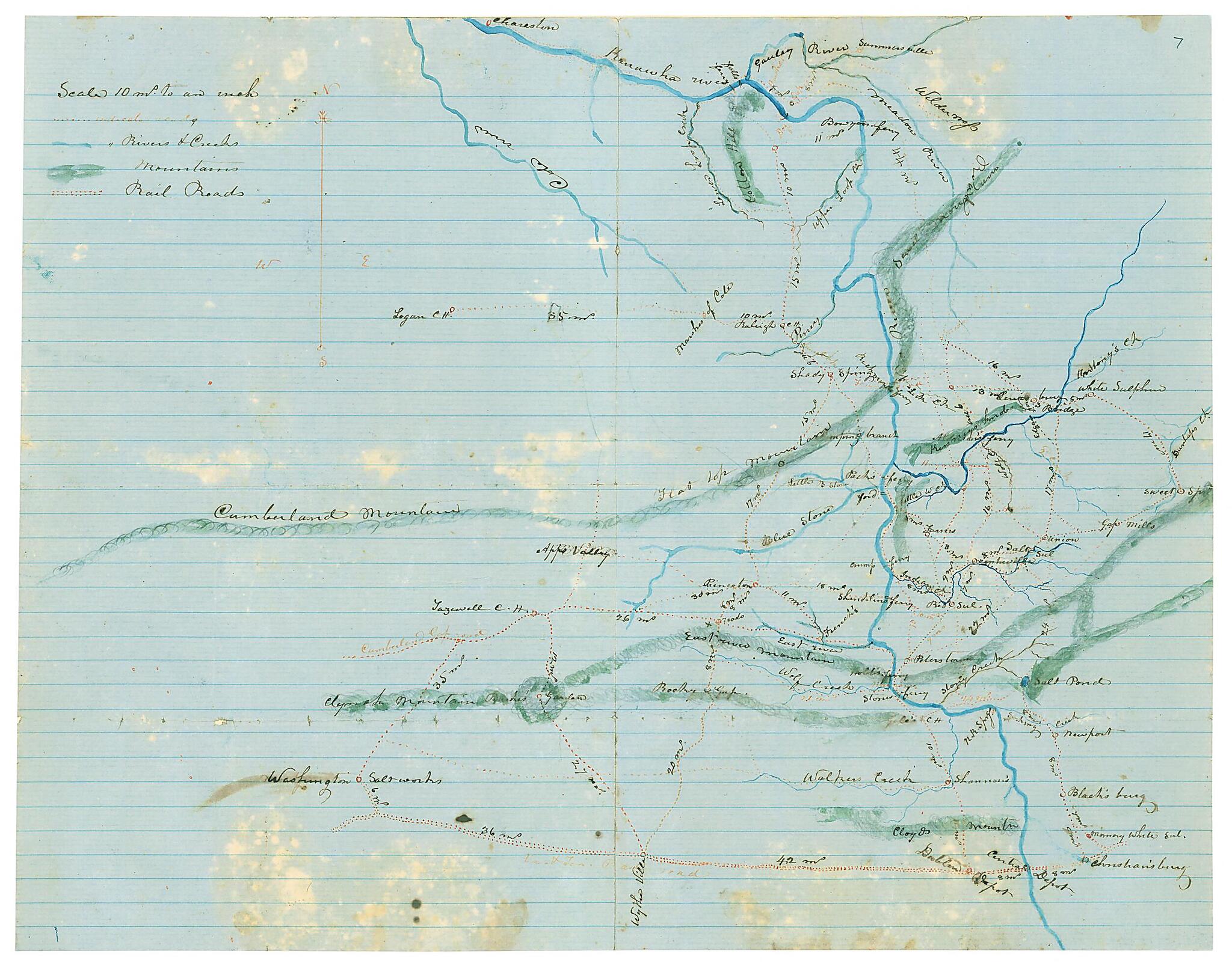 This old map of Map of Kanawha, Boone, Logan, Wyoming, McDowell, Mercer, Raleigh, Fayette, Nicholas, Greenbrier, Summers and Monroe Counties, West Va., and Tazewell, Smyth, Washington, Bland, Giles, Craig, Montgomery, Pulaski and Wythe Counties, Va from