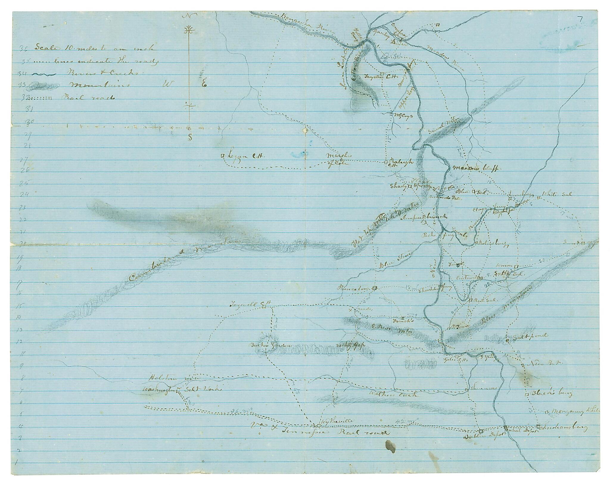 This old map of Map of Kanawha, Boone, Logan, Wyoming, McDowell, Mercer, Raleigh, Fayette, Nicholas, Greenbrier, Summers and Monroe Counties, West Va., and Tazewell, Smyth, Washington, Bland, Giles, Craig, Montgomery, Pulaski and Wythe Counties, Va from