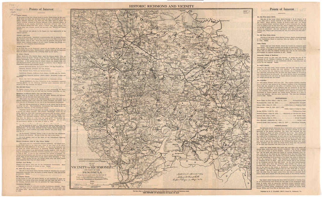 This old map of Map of the Vicinity of Richmond, Va. and Part of the Peninsula from 1920 was created by Albert H. (Albert Henry) Campbell in 1920