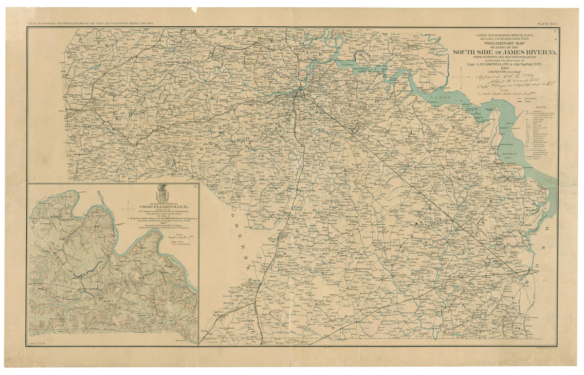 Preliminary Map of a Part of the South Side of James River, Va. : From Surveys and Reconnaissances in 1891 by Relic Map Company